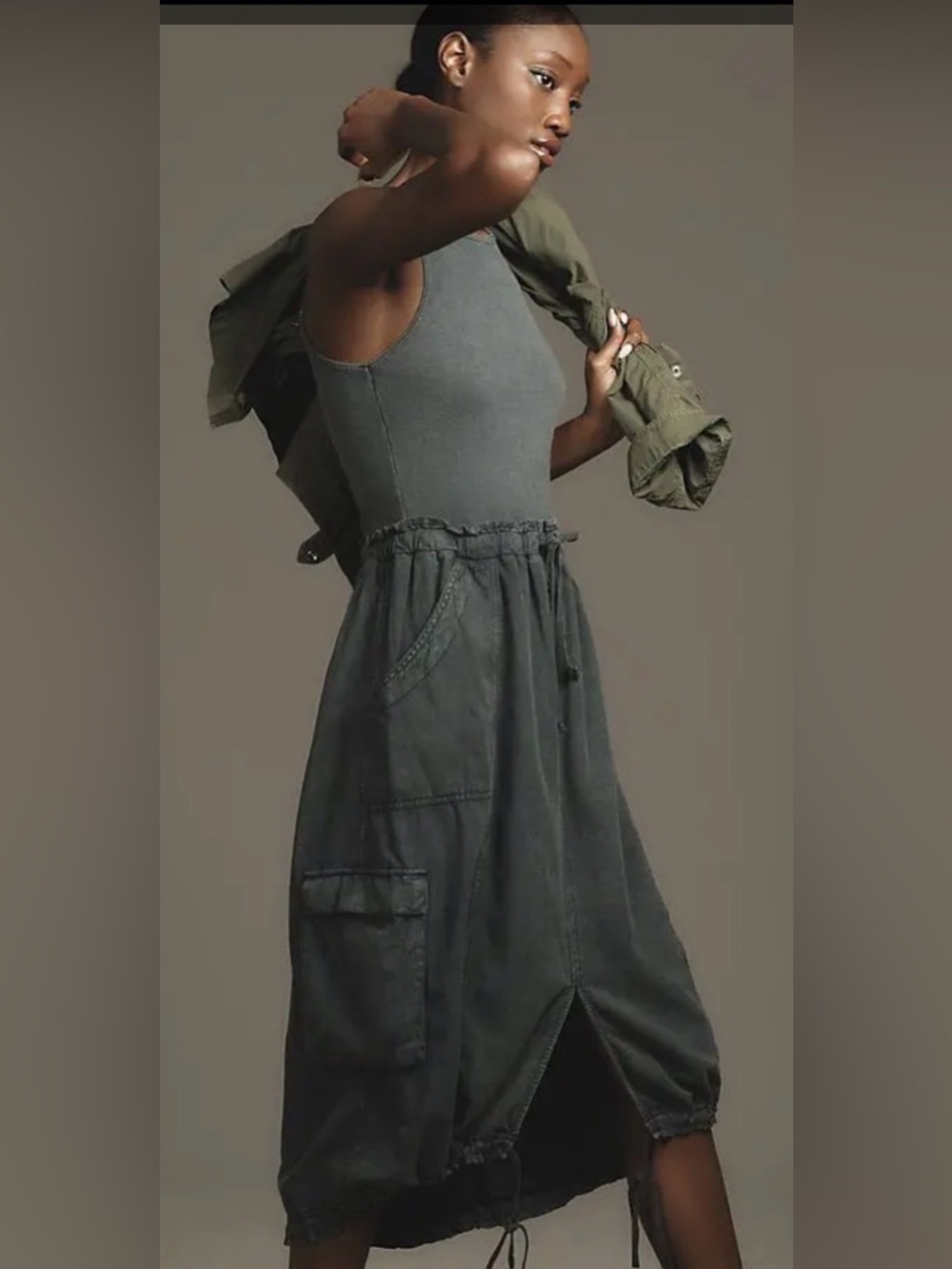 Daily Practice by Anthropologie Be Bold Racerback Twofer Dress M - Picture 4 of 14